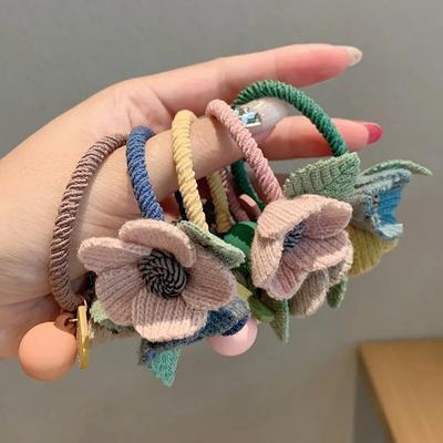 Fasce elastiche per capelli da donna e ragazza, fasce per capelli con fiori di lana, elastico carino, fascia per elastici, accessori per capelli alla moda