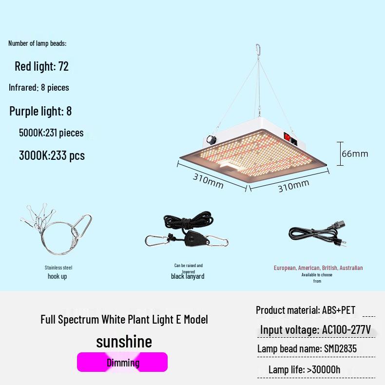 Adjustable E27 LED Plant Growth Light for Indoor Greenhouses and Seedlings