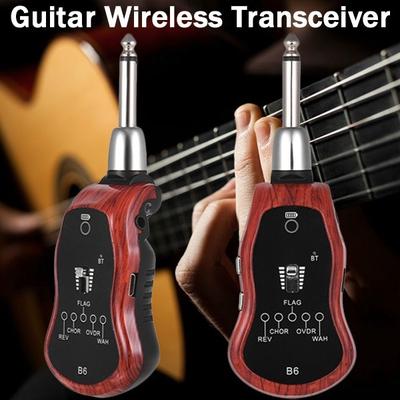 Portable UHF Guitar Wireless System Transmitter + Receiver 10 Channels Built-in 5 Effects