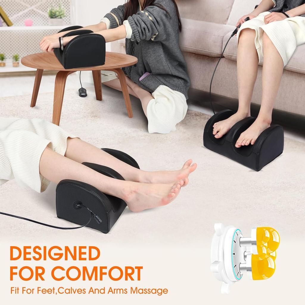 Electric Foot Massager With Remote Control Muscle Massage Roller Reflexology Therapy Hot Compress Shiatsu Kneading Fitness Yoga