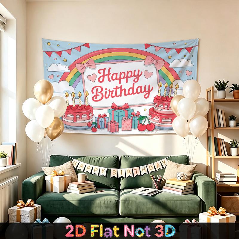 Rainbow Party Backdrop 1pc - Polyester Background
