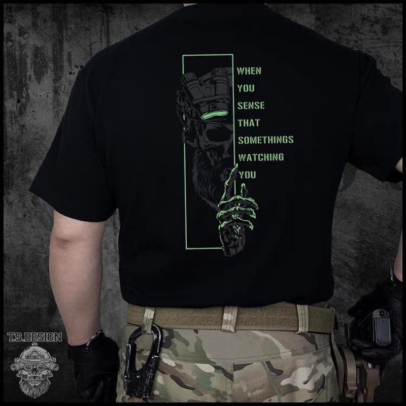 Men's Navy SEAL Tactical Cotton T-Shirt Military Fans PVS18 Night Vision Gauge Printed Short Sleeve T-Shirt Summer Casual Top
