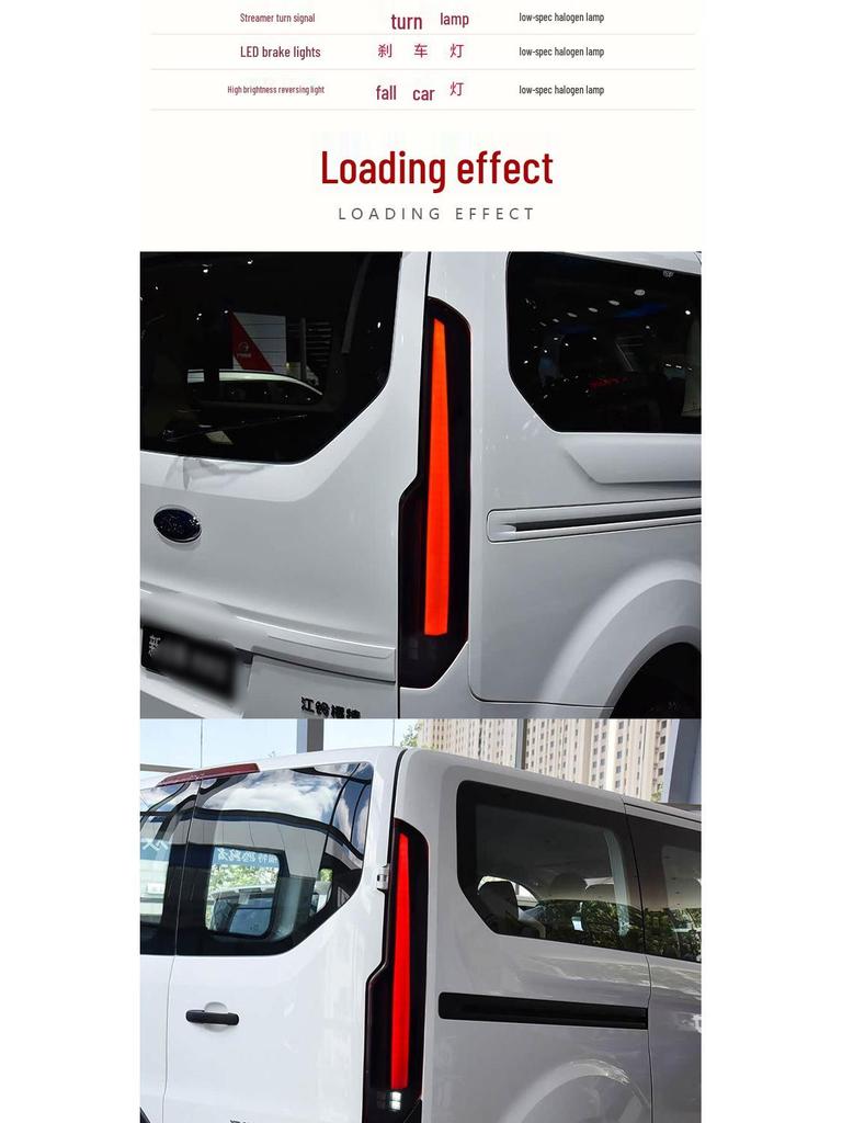 Compatible LED Taillight Assembly for 2016-2022 Ford Transit/Tourneo with Sequential Turn Signals and Daytime Running Lights.