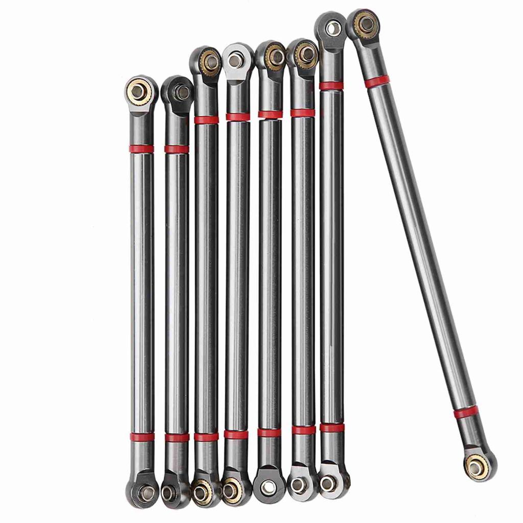 8Pcs Aluminium Alloy Link Rod for SCX10 1 10 313mm Wheelbase RC Crawler Car (Titanium Color)