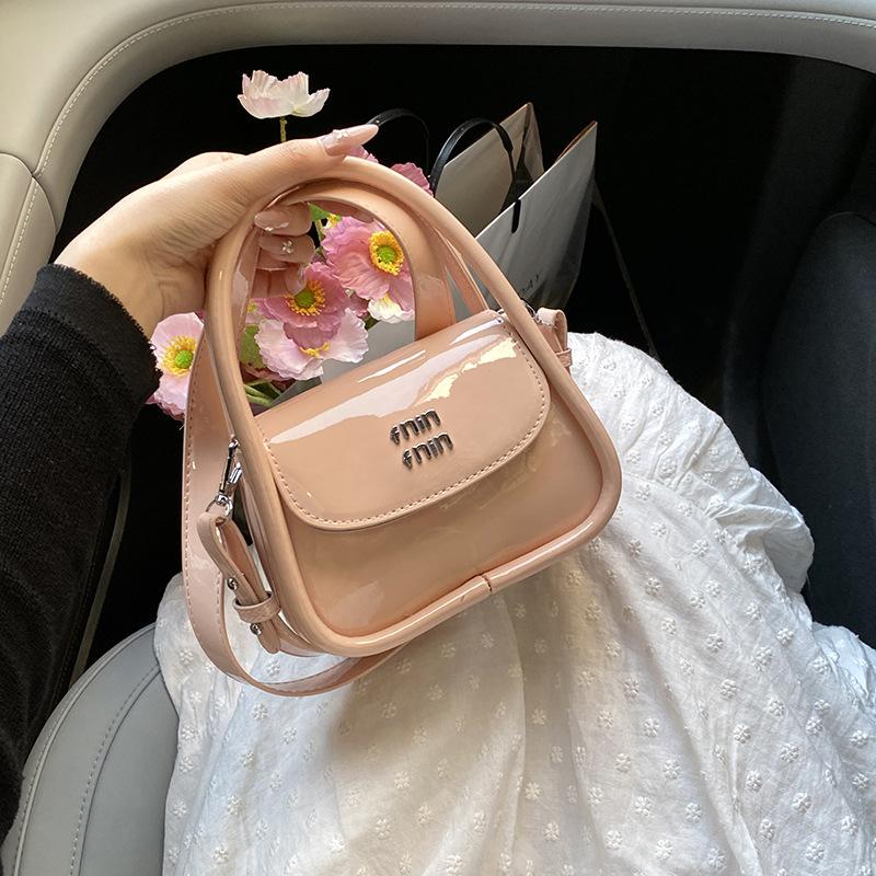 Niche design portable commuter bag women's 2025 new trendy fashion glossy small square bag shoulder messenger bag