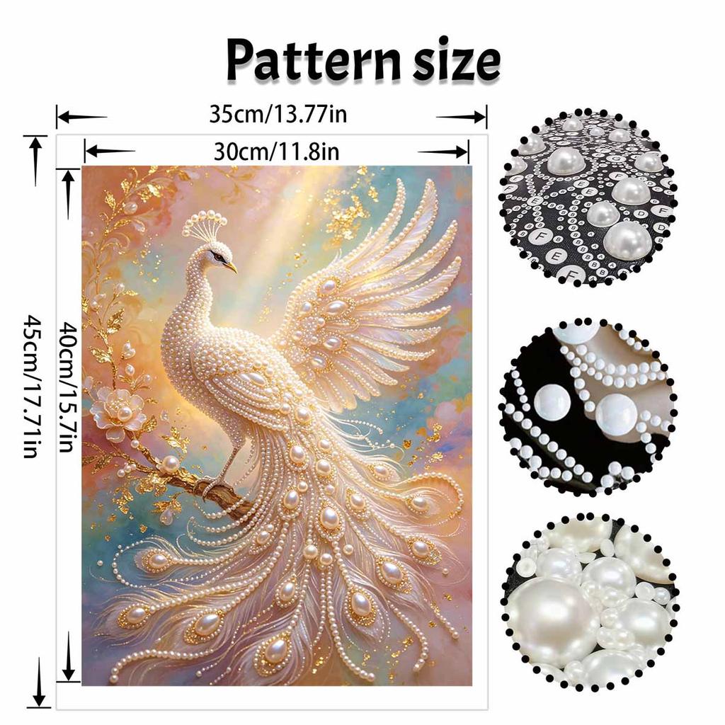 5D Pearl Kit Majestic Peacock Pattern DIY Gemstone Art Relaxing Handmade Ornament Home Wall Desktop Decoration for Beginners