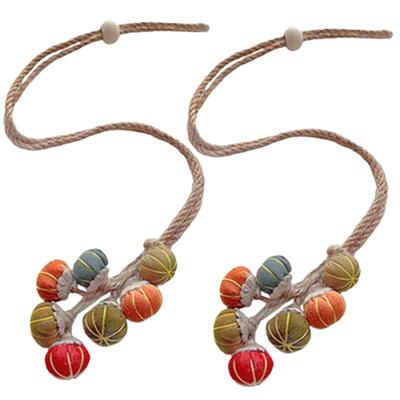 Cortina de Colgante de Cadena de Calabaza Atado de Cortina Tela Dibujos Animados Cuerda de Cáñamo Ajustable Adorno Lindo Accesorios de Cortina Hebilla de Cortina