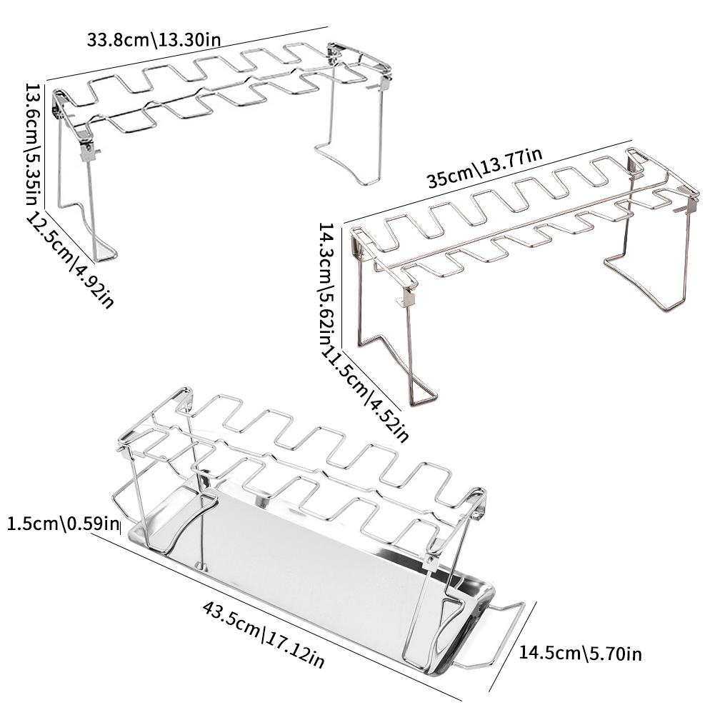 Suport pentru pulpe de pui, antiaderent, pentru grătar, BBQ, grătar, raft pentru coaste, suport pentru picioare de pui din oțel inoxidabil, W3Y0
