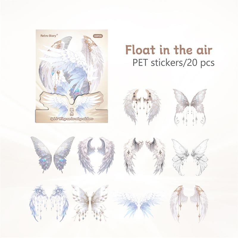 

20 шт. Милые наклейки с крыльями ангела для питомцев, Прекрасные ретро декоративные наклейки для питомцев, Наклейки для ручного учета, Креативные наклейки для DIY-декора