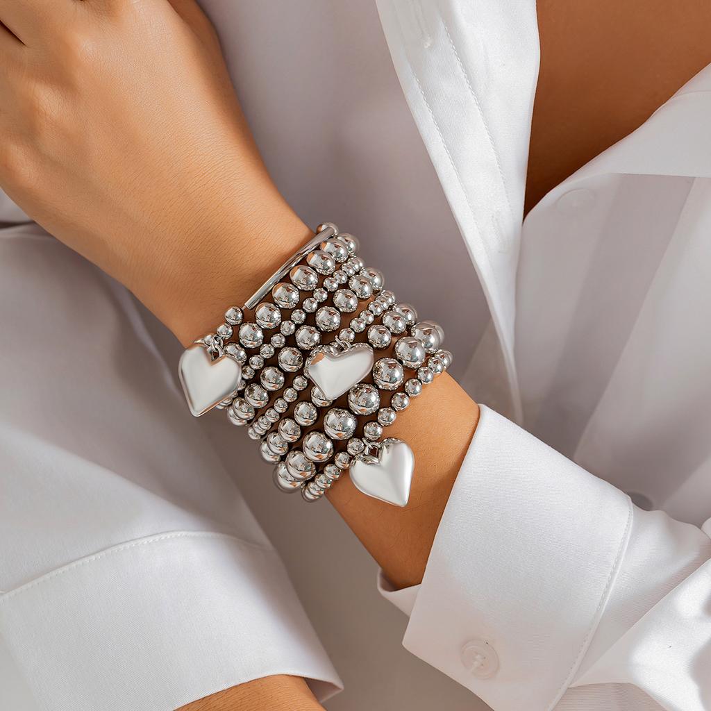 Boho Sweet Imitation Pearl Mixed Round Pearl Bracelet Women's Multi layer Elastic Thread Girls' Jewelry