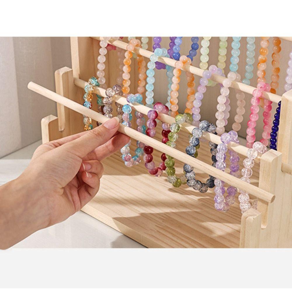 Solid Wood Bracelet Display Stand 4/6 Layer Jewelry Organizer Durable Bracelet Holder