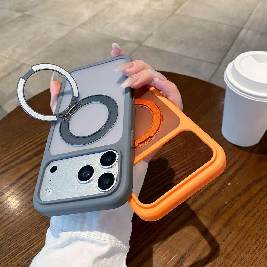 Magnetic Foldable Stand Case for iPhone 17 Pro Max, Apple 16 & 15 Pro - Frosted Full Coverage