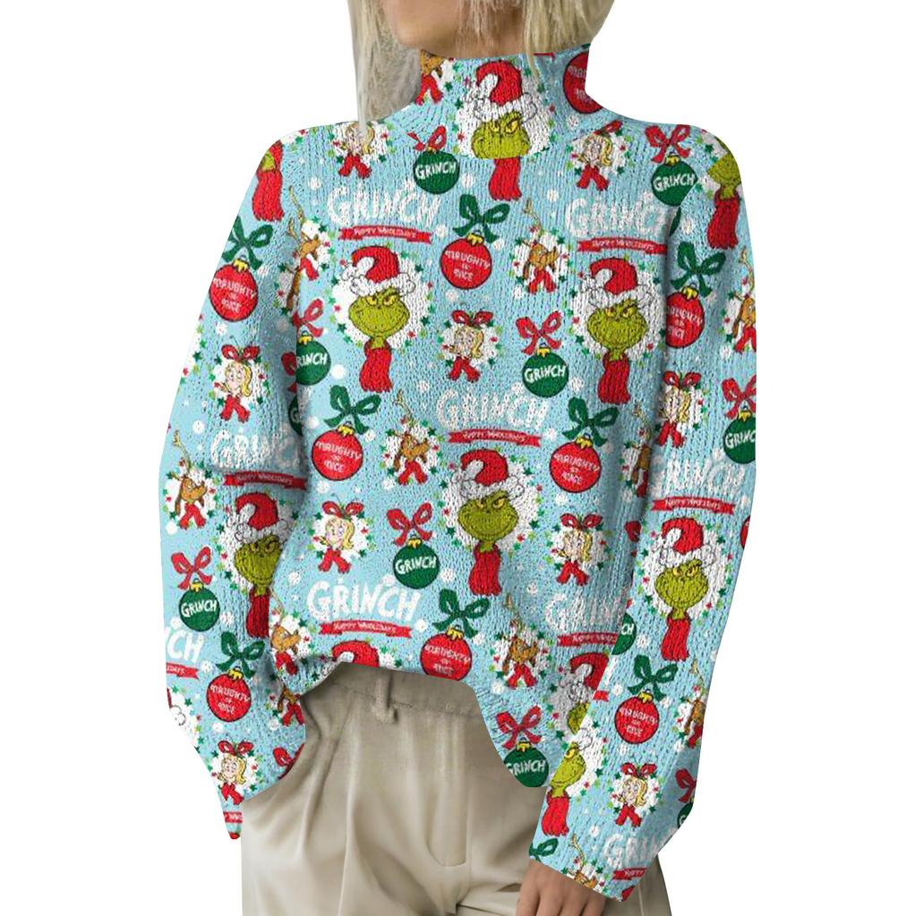 Christmas Sweatshirts For Women Knit Sweater Cute Shirt Fall Turtleneck Pullover Tops
