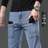 Men's Elastic Six-Pocket Straight-Leg Jeans: Comfortable, Versatile, Casual Wear for Spring and Summer