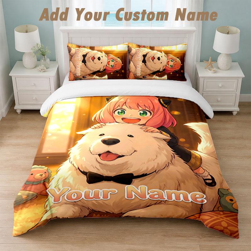 Bedding Set 1 Duvet Cover 2 Pillowcases Spy × Family Print Soft Bed Linen Bedroom Decor