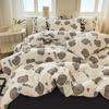 Small Clear Four-piece Set of Washed Cotton Sheets, Quilt Cover Three-piece Set of Bedding