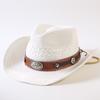 Beliebter europäischer und amerikanischer klassischer Strohgeflecht Western-Cowboyhut für Herren und Damen Outdoor-Mode OL-Stil Geflochtener Zylinder