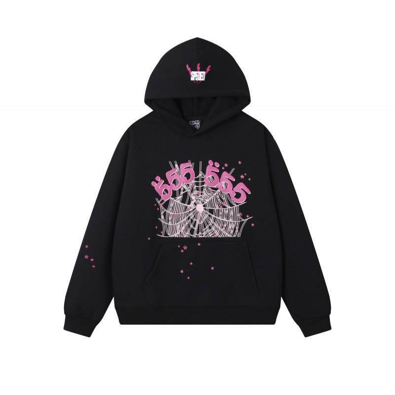 Young Thug Inspired Foam Letter 555555 Hoodie Couple Pink Sweatshirt