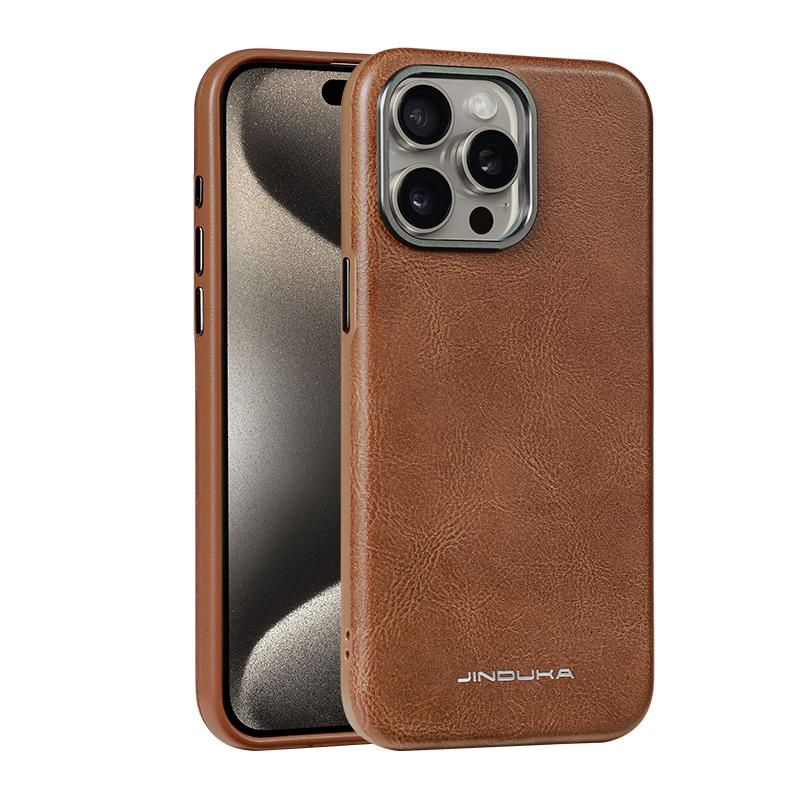 

Vintage Plain Grain Leather Case For iPhone 16 15 Pro Max 14 Plus 13 12 Magnetic Cover Business For Magsafe Wireless Charger iPhone 15 світло-коричневого кольору