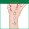 Purple Glass Pearl Rosary Bracelet With Cross Pendant Religious Jewelry
