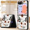 Retro Leaves Flowers Case For Samsung Z Flip 8 7 6 5 Luxury Leather Skin Hard Folding Phone Cover For Galaxy Z Flip8 Flip7 Flip6