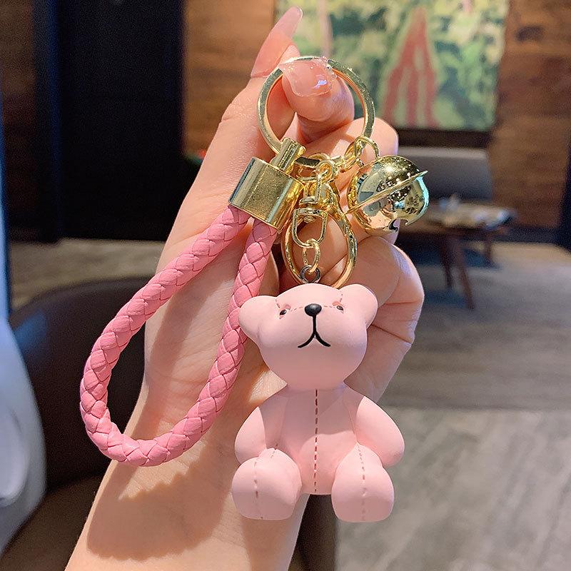 Creative Resin Muppet Bear Keychain Pendant Female Cute Couple Bear Car Key Chain Bag Pendant
