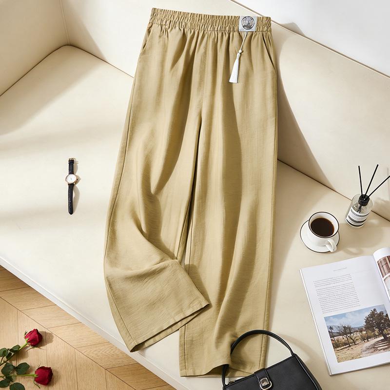 

2026 Spring/Summer Women s Loose Slimming Wide-Leg Cropped Trousers - Cherry Blossom Style 5XL кавовий