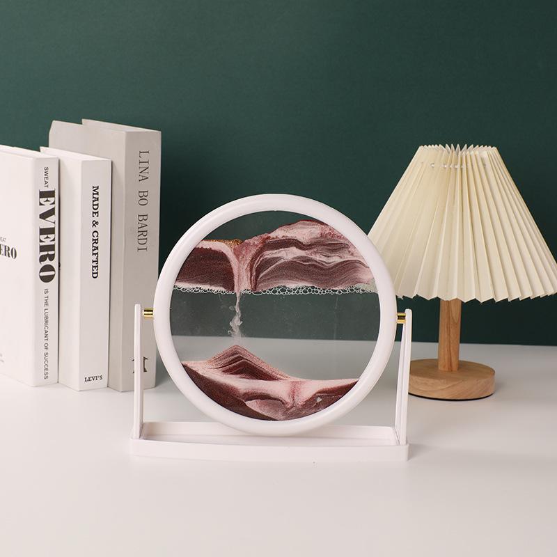 Rotatable Sandscape Moving Sand Art Picture Round Glass Deep Sea Quicksand 3D Hourglass Flowing Sand Painting Home Decor Gifts