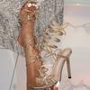 Special-shaped Heel Cool Drag Women's Summer New Square Toe Open-toe Metal Decoration Outward Wear Flip Slippers