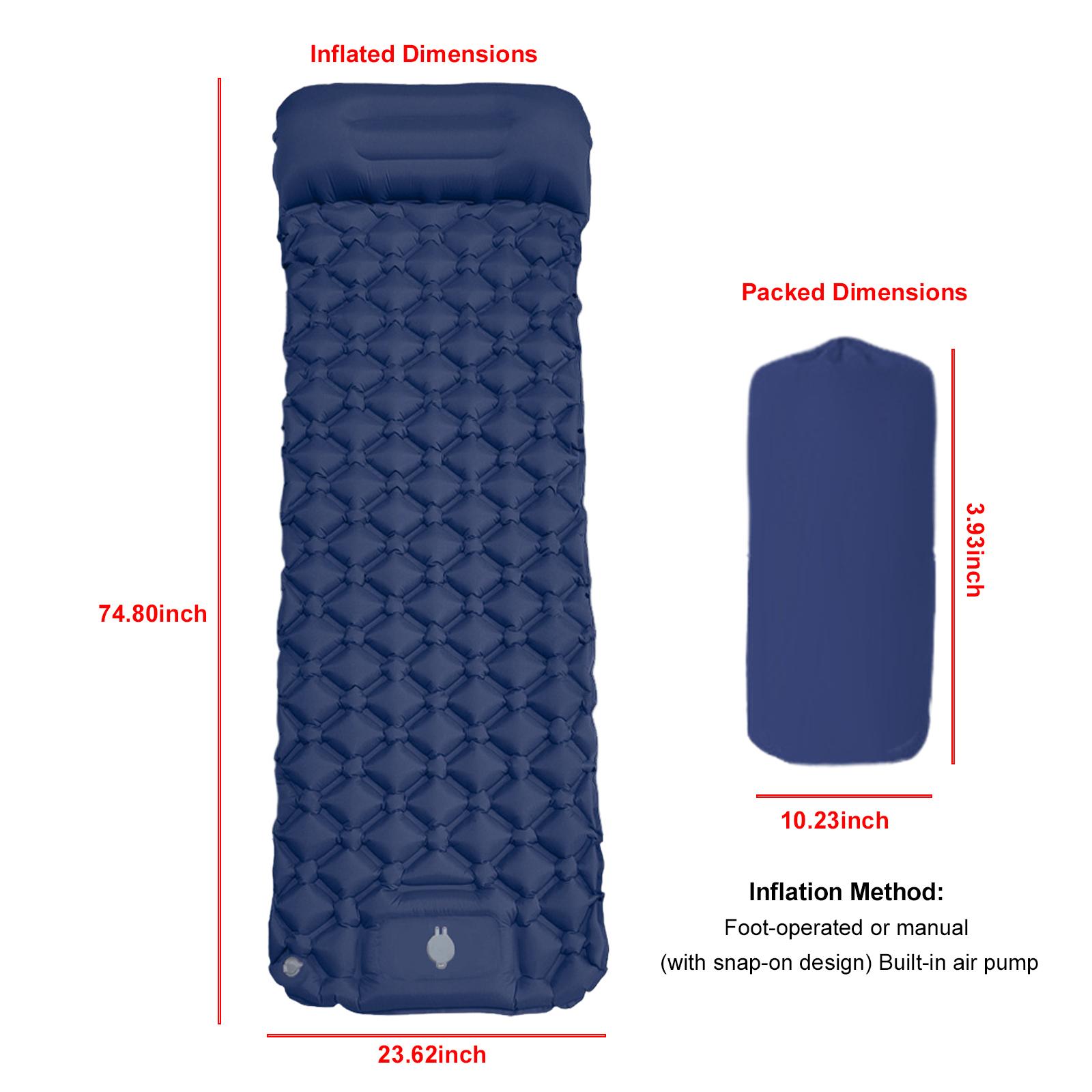 

Sleeping Pad for Camping- Ultralight Inflatable Sleeping Mat with Pump & Pillow, Upgraded Compact Camping Air Mattress for Tent