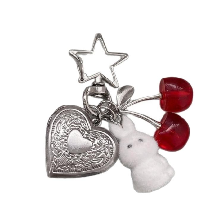 

Rabbit Cherry Keychain with Style Design Lightweight Sturdy Key Chain Perfect for Bag and Car Key Decoration