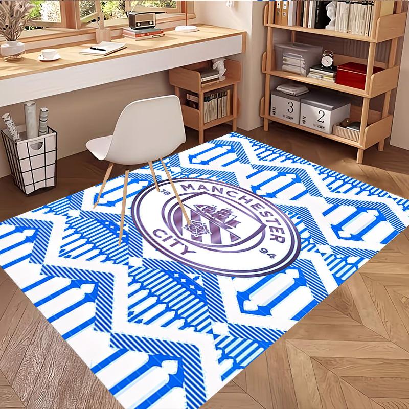 Manchester City FC Print Rug, Washable Floor Carpet, For Entryway Dorm Laundry Room Office Study, Home Decor Birthday Christmas Gift
