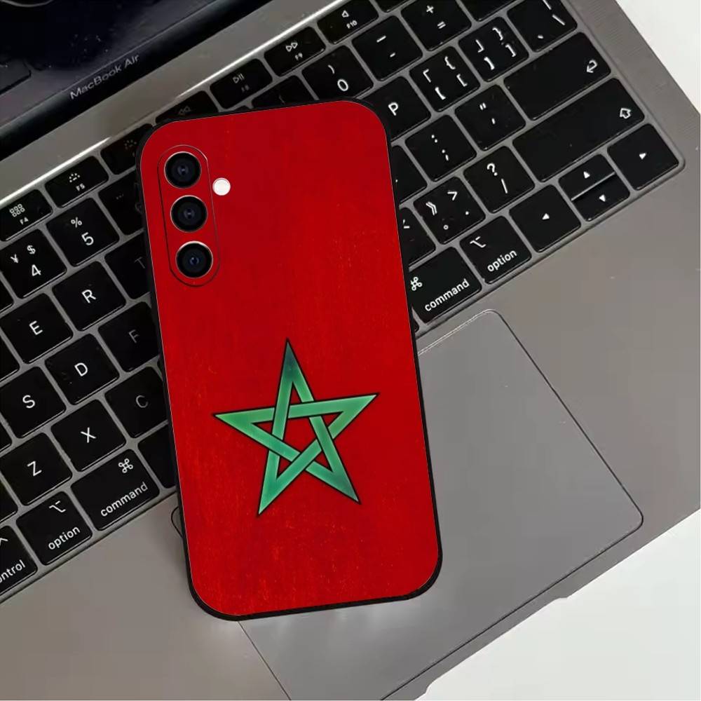 M-Morocco-12es Moroccan flag Phone Case For Samsung Galaxy A73,A72,A71,A70,A53,A52,A51,Soft Silicone Black Cover