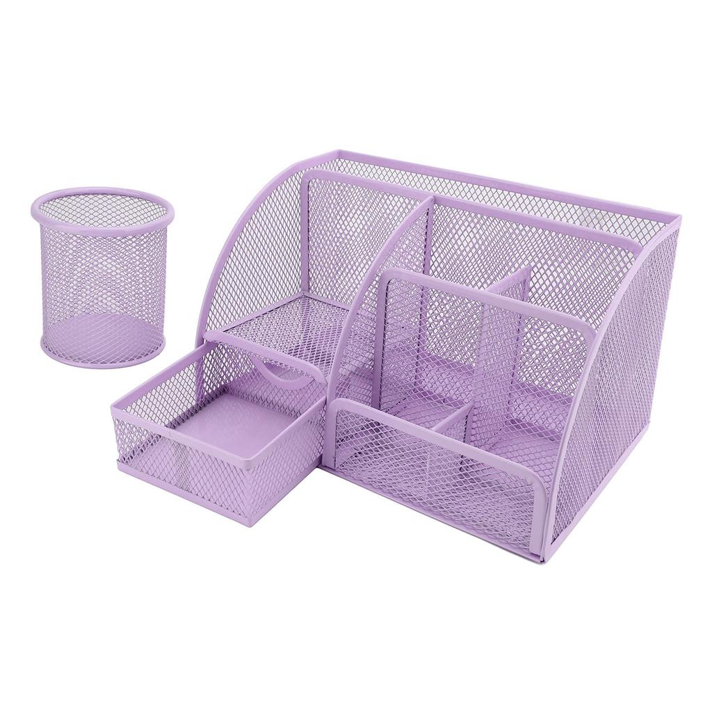 Stifthalter-Set Metallgitter 7 Fächer Multifunktionaler Schreibtischorganizer mit Schublade für Büro