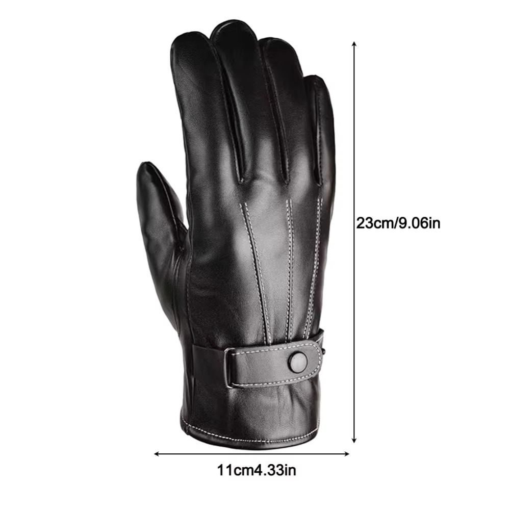 Thermal Fleece PU Leather Gloves Thickened Waterproof Gloves New Touch Screen Gloves Skiing
