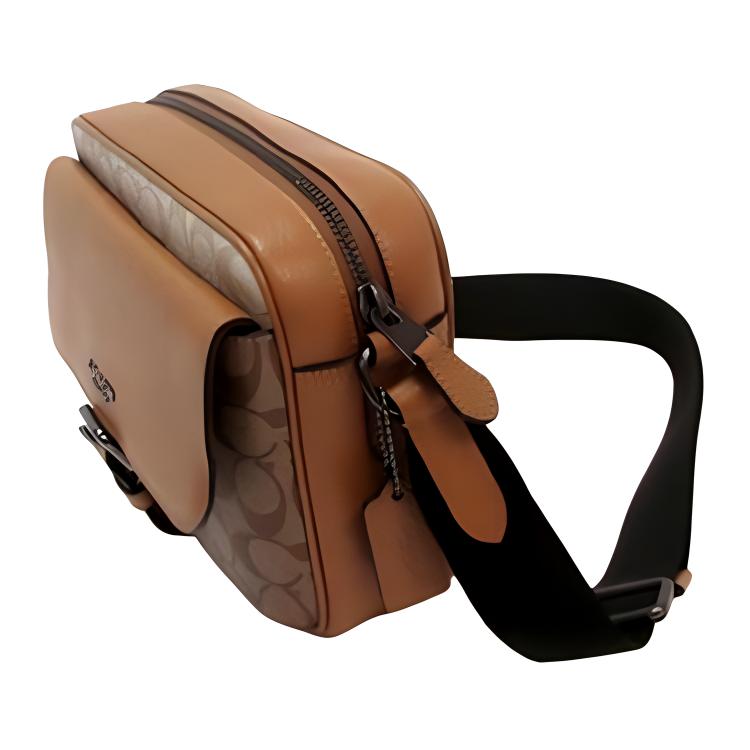 Coach Hudson 23 Color Block Classic Logo Crossbody Bag Medium Men Bags Light-Saddle-Brown CR339-QBMYC