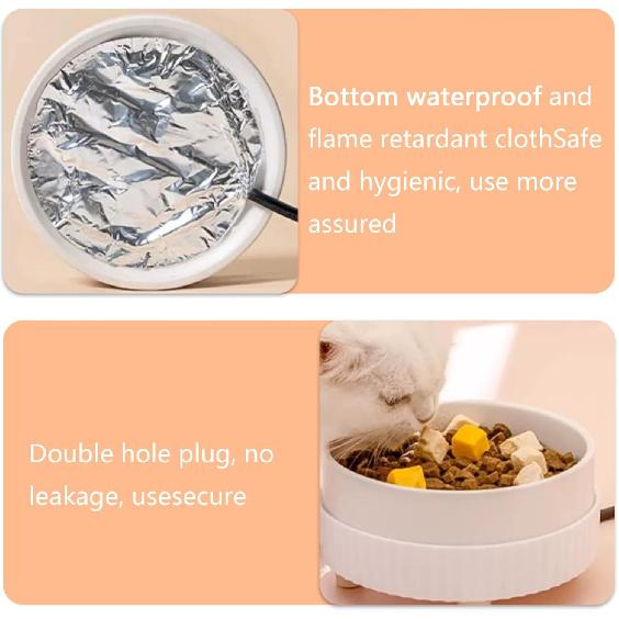 Yellow Thermal Dog Bowl - 350ML Heated Water Bowl for Dogs & Cats, Keeps Drinkable Water Warm In Winter