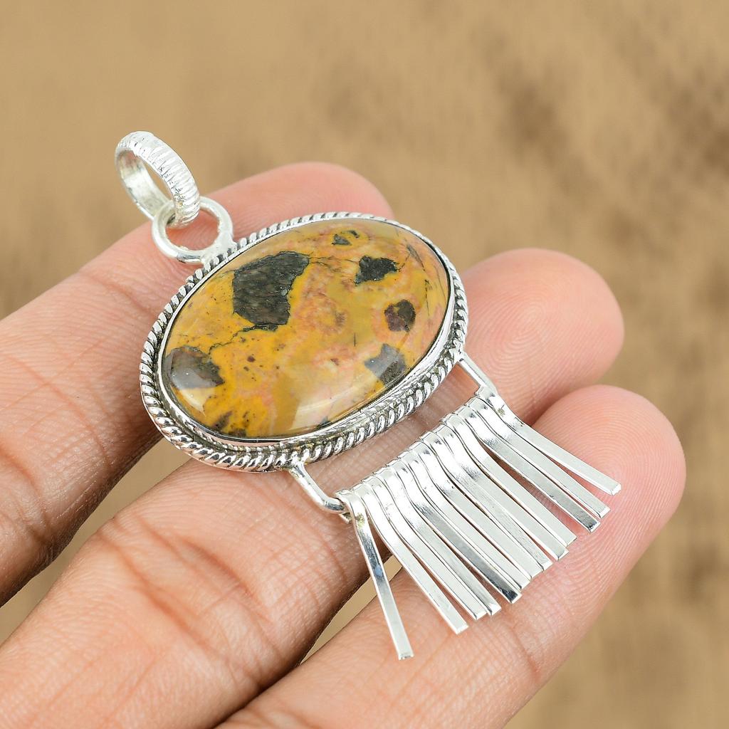 Womens day Sale Oval Bauxite Gemstone Wife Engagement Wedding Pendant 925 Silver