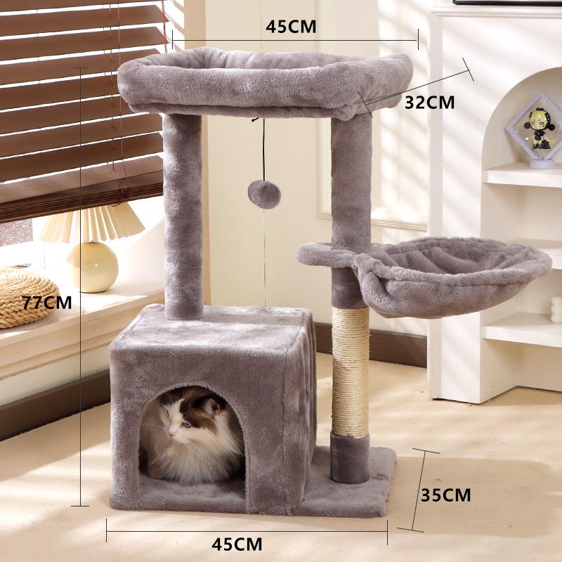 Compact Cross-Border Cat Climbing Frame: Large Cat Tree with Integrated Cat Nest, Space-Saving Design, Foreign Style