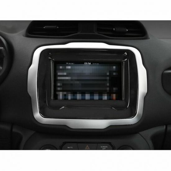 ABS Silver Console Navigation Panel Frame Inner Trim For Jeep Renegade 2018-
