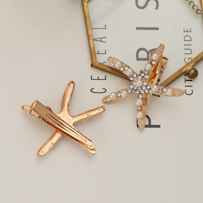 1Pc Fashion European and American Starfish Hairpin Women's Disc Hair Headgear Pearl Hairpin Ocean Hairpin