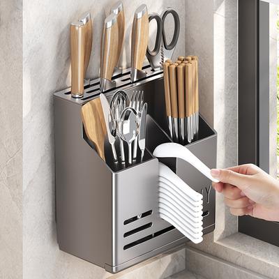 Kitchen Knife Holder, Rack, Wall Hanging Cutter, Chopstick Cage, Chopstick Tube, Stainless Steel