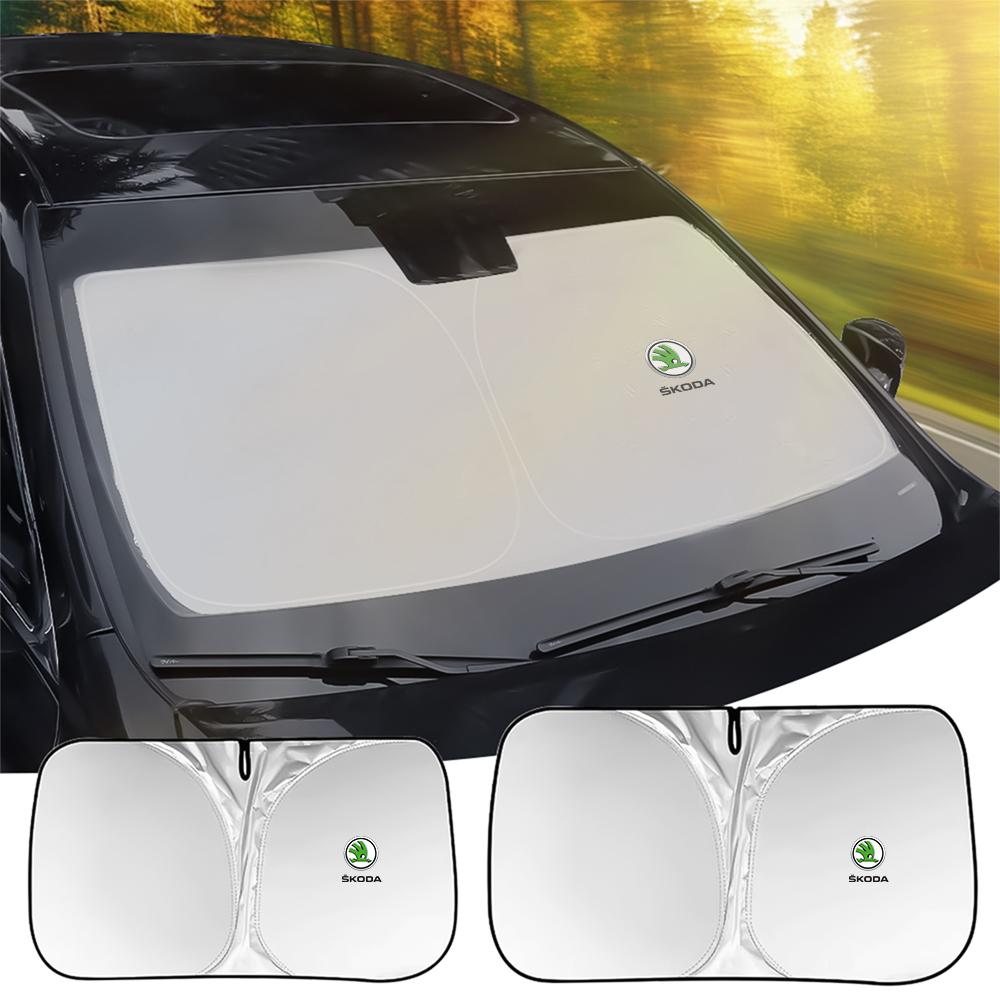 NADH5 Car Front Windshield Sun Visor Foldable Sun Shade Cover For Skoda S Fabia 2 Superb 2 3 Octavia 2 a7 A5 Rapid Karoq VII Yeti VRS