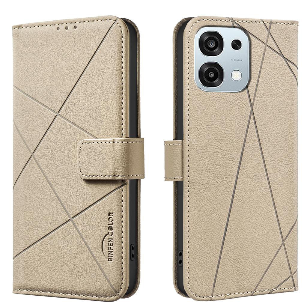 For Oppo A6 Pro 5G Case BINFEN COLOR BF35 Geometry Imprinted Leather Phone Cover RFID Blocking Wallet Stand