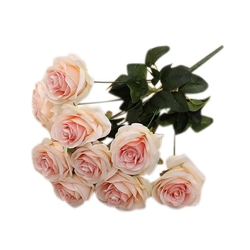 10 Heads Rose Artificial Flowers Bouquet Wedding Home Party Decor