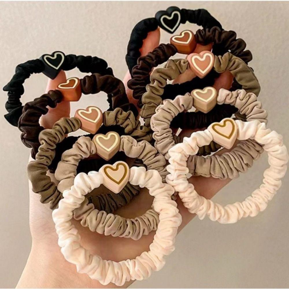 Heart Shape High Elastic Hair Rope Flannel Mini Hair Tie Durable Small Intestine Hair Band  Woman's