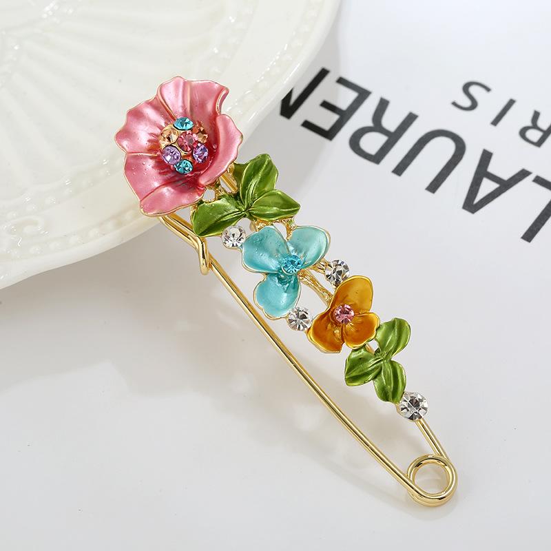 Oil silk scarf buckle brooch women's fixed clothes cardigan pin tulip flower temperament versatile accessories