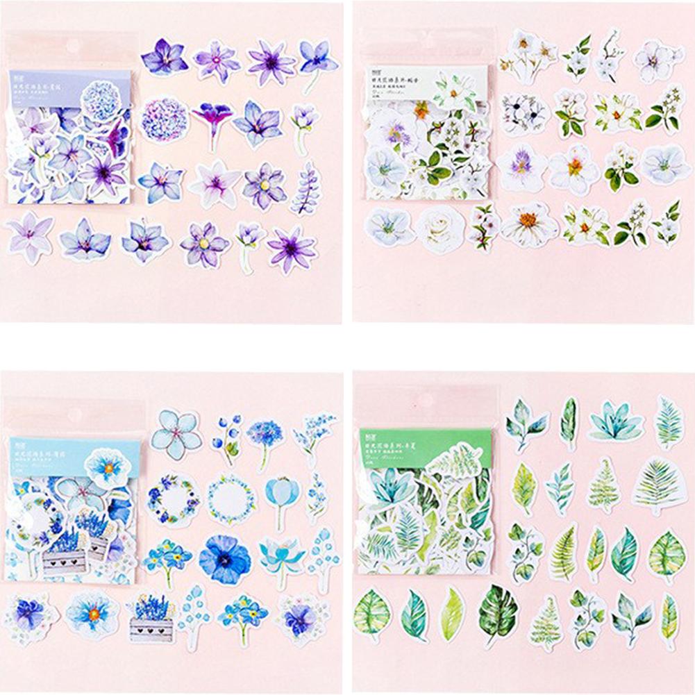 45pcs/set Kawaii Journal Cute Diary Flower Stickers Scrapbooking Stationery Decoration