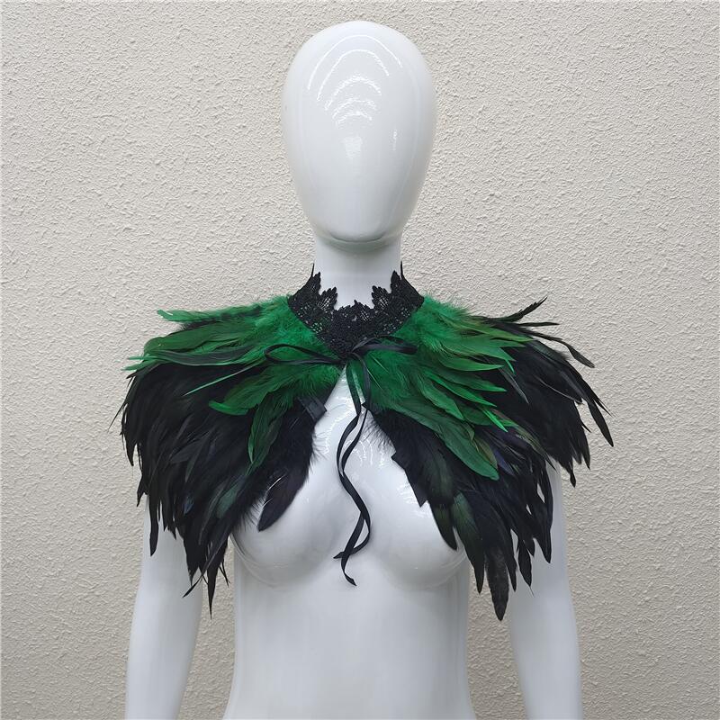 Halloween Masquerade Feather Cape Shawl Bolero with Optional Multi-Color Choices
