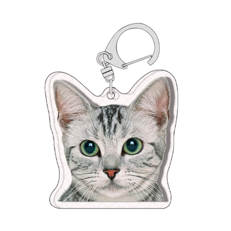Creative Cat Shape Keychain Mini Animal Toy Keyrings Acrylic Animals Key Chain Pendant DIY Keychains Crafts Decorations